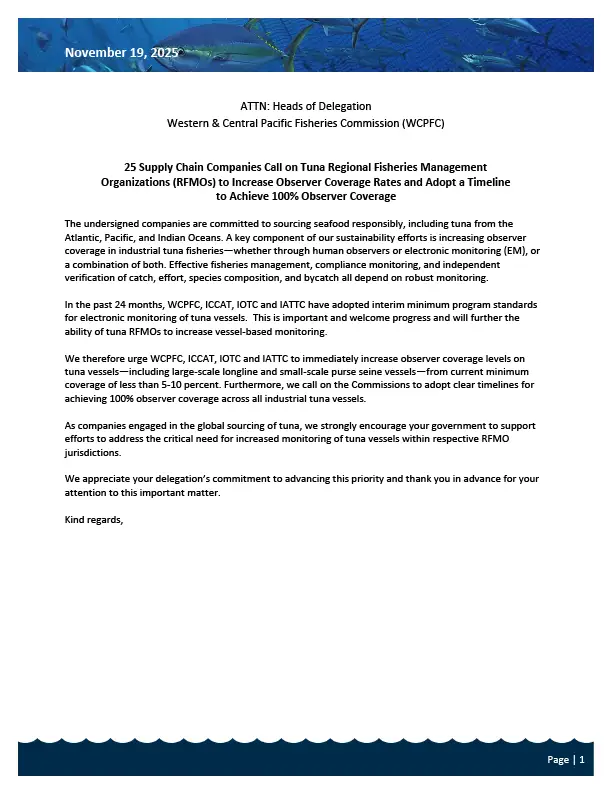 Front page of WCPFC Markets Letter 2025